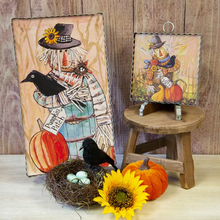 Mini Scarecrow In a Barrel Print by The Round Top Collection