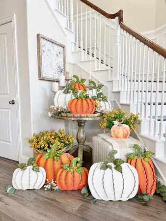 Medium Ribbon Pumpkins Cream by The Round Top Collection