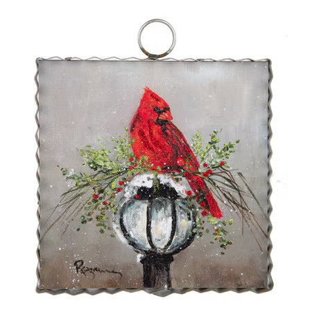 Mini Cardinal on Lamp Post Print by The Round Top Collection
