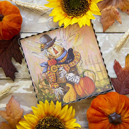 Mini Scarecrow In a Barrel Print by The Round Top Collection