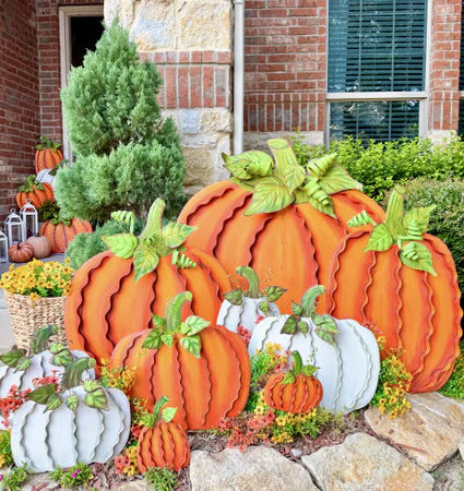Large Ribbon Pumpkins Orange by The Round Top Collection