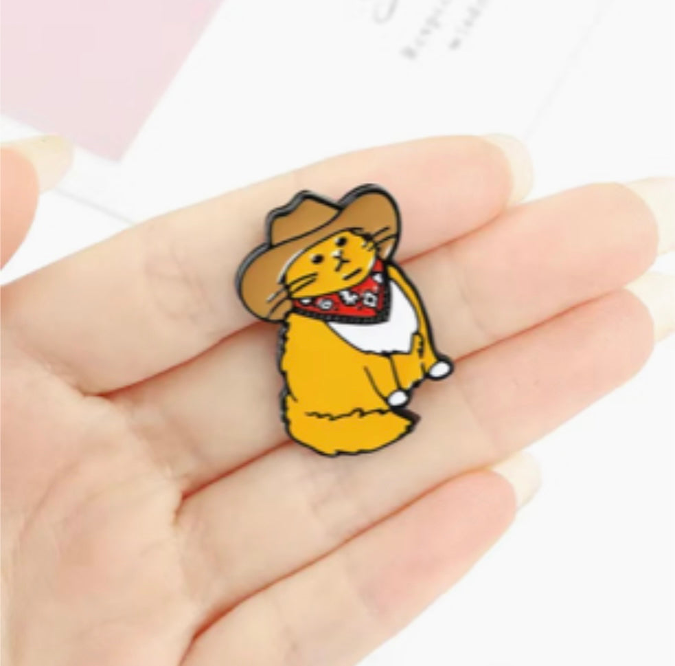 Howdy Meowdy Cowboy Western Cat Enamel Pin