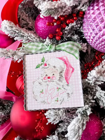 Mini Pink Santa Print by The Round Top Collection