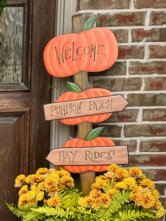 Welcome Pumpkin Directional Sign by The Round Top Collection