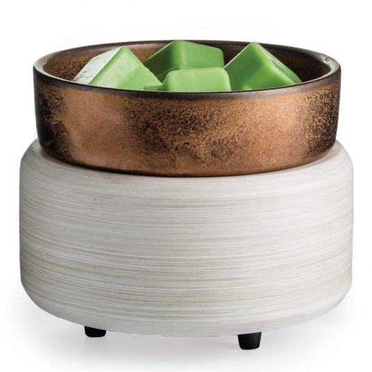 2-in-1 Electric Candle and Wax Melts Warmer in Whitewashed Bronze