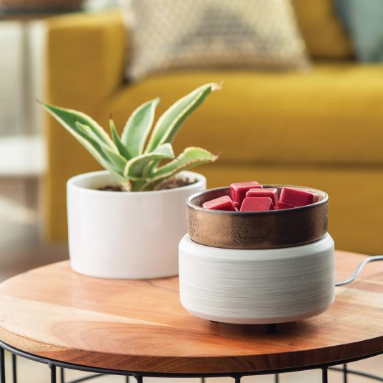 2-in-1 Electric Candle and Wax Melts Warmer in Whitewashed Bronze