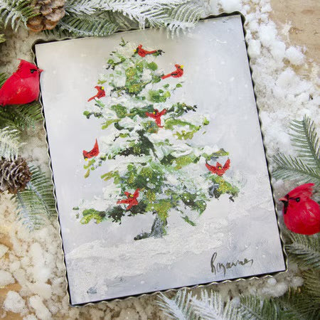 Snowy Cardinal Tree Print by The Round Top Collection