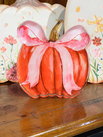 Acrylic Pink Ribbon Pumpkin by The Round Top Collection