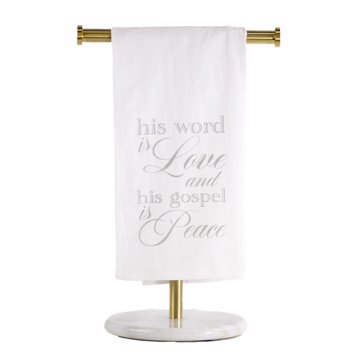 His Word is Love and His Gospel is Peace Hand Towel by The Royal Standard