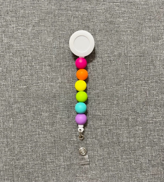 Neon Rainbow Badge Reel by Lanyard Lovebirds