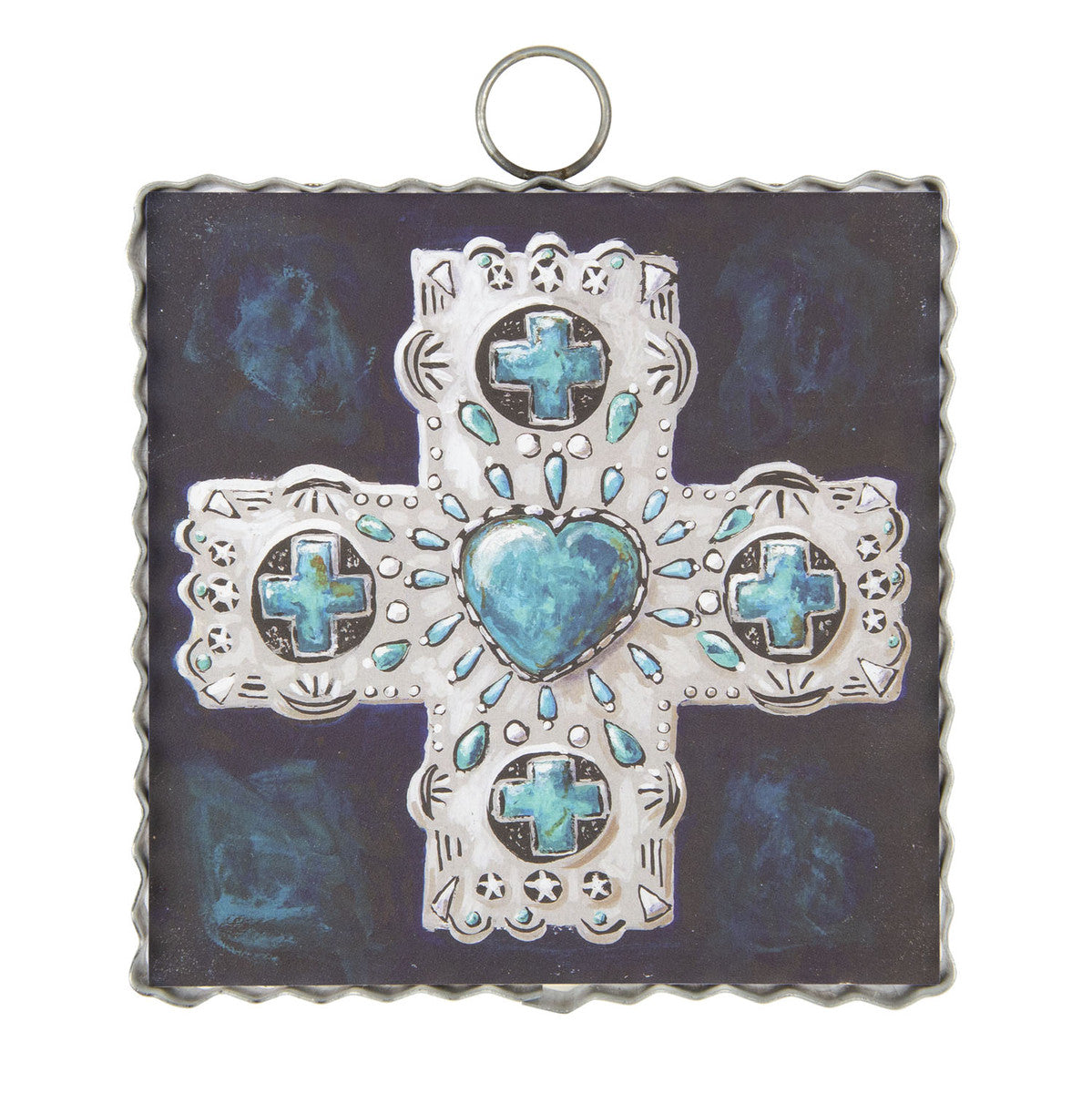 Mini Turquoise Cross Print by The Round Top Collection