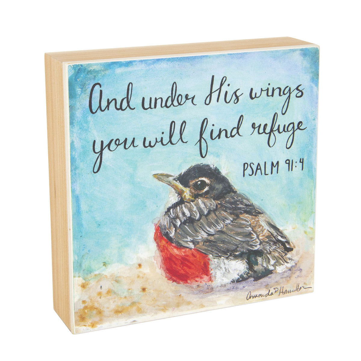 Wooden Psalm 91:4 Print