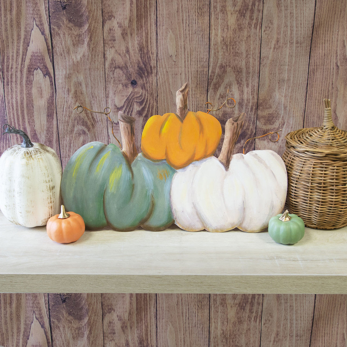 Colorful Mantle Pumpkins by The Round Top Collection