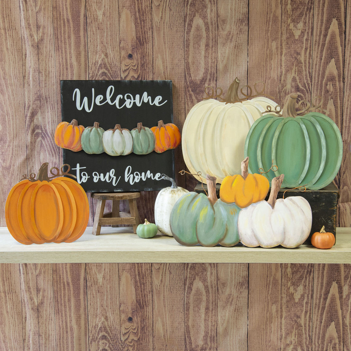 Colorful Mantle Pumpkins by The Round Top Collection