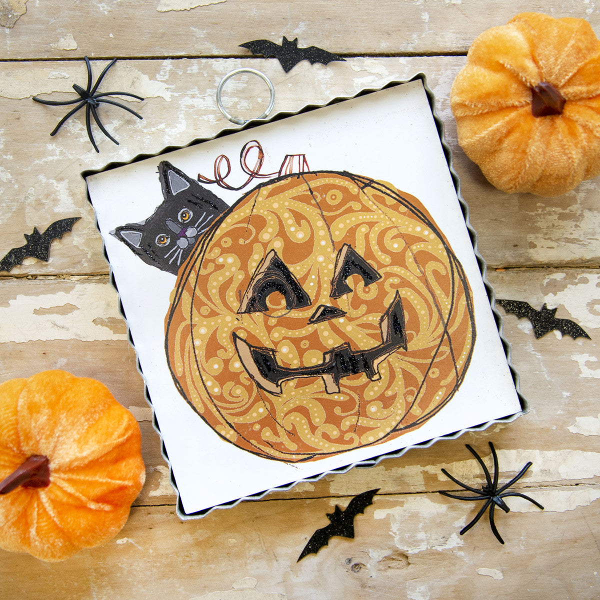 Cat on a Pumpkin Mini Print by The Round Top Collection