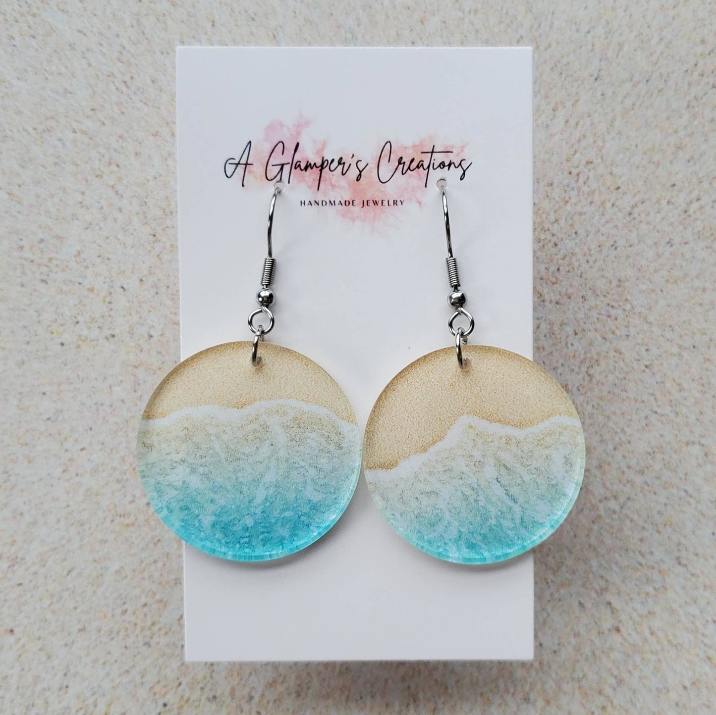 Beach Circle Acrylic Earrings