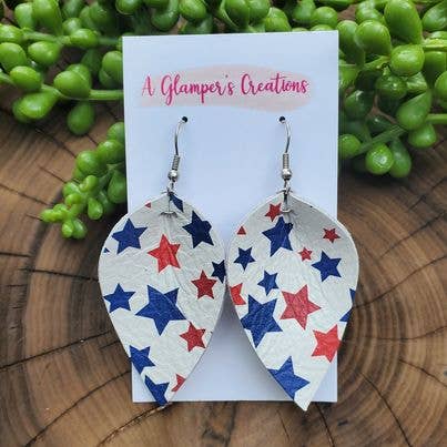 Stars Pinched Petals Leather Earrings