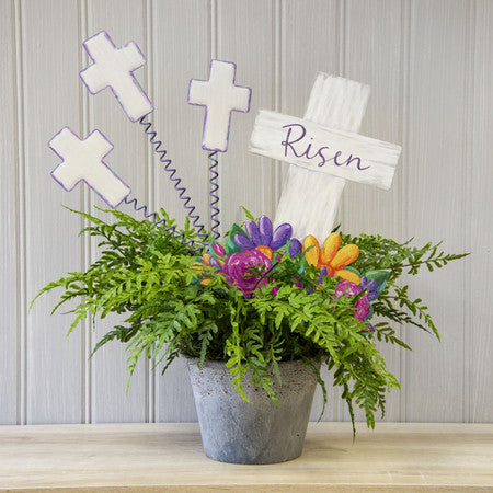 Risen Cross & Flowers Decoration