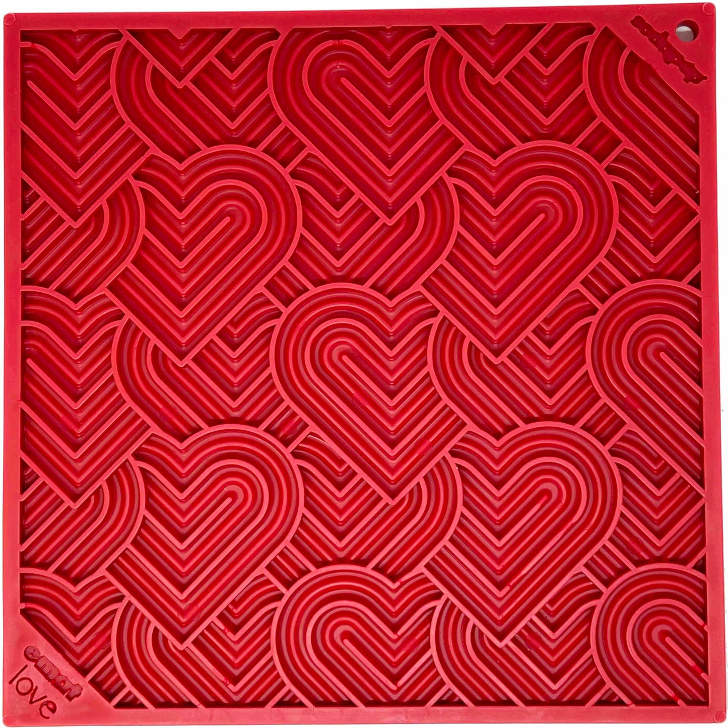 Heart Design "Love" Emat Enrichment Lick Mat - Red - Small