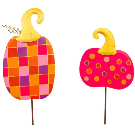 Bright Check & Dot Pumpkins by The Round Top Collection