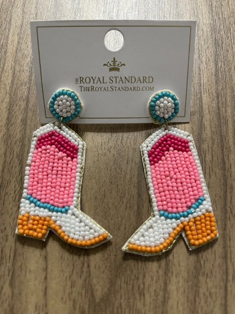 Cowgirl Boots Beaded Earrings