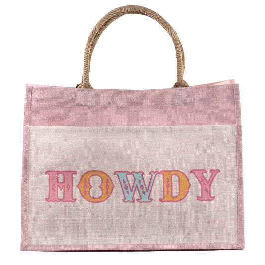 Howdy Friends Jute Pocket Tote by The Royal Standard
