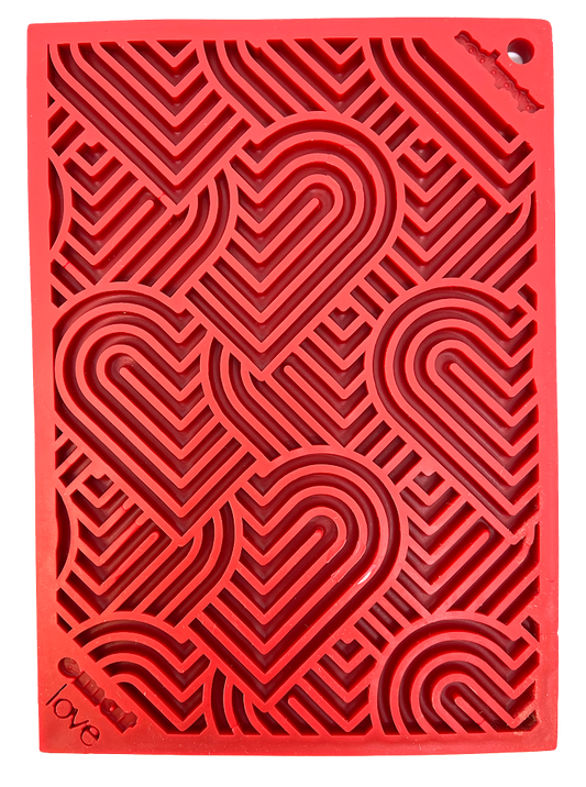 Heart Design "Love" Emat Enrichment Lick Mat - Red - Small