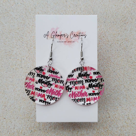 Mother's Day Circle Acrylic Earrings