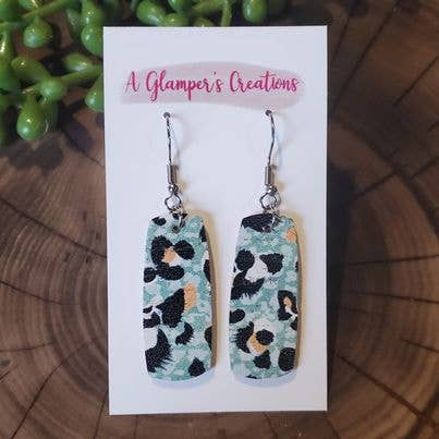 Leopard Mini Bar Leather Earrings