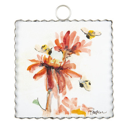 Mini Bee's & Zinnias Print by The Round Top Collection