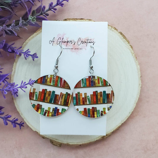 Book Circle Acrylic Earrings